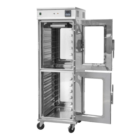 Hamoki Mobile Hot Holding Cabinet 2 Tier Pass Through With Humidity - 14 Shelves | 101108 Food Warming Drawers Hamoki