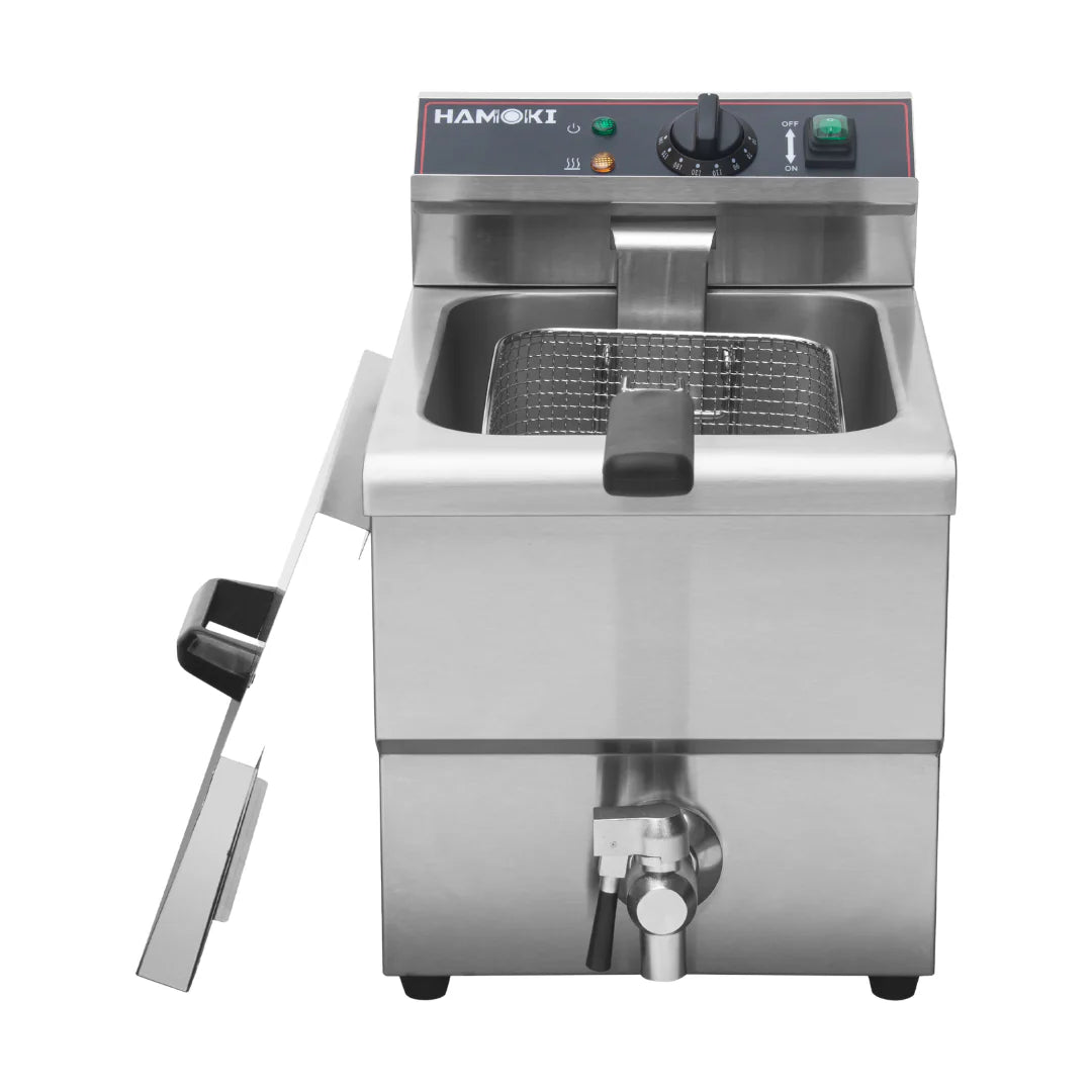 Hamoki Commercial Countertop Electric Fryer - 8 Litre Single Tank with Drain Tap | 101109 Countertop Electric Fryers Hamoki