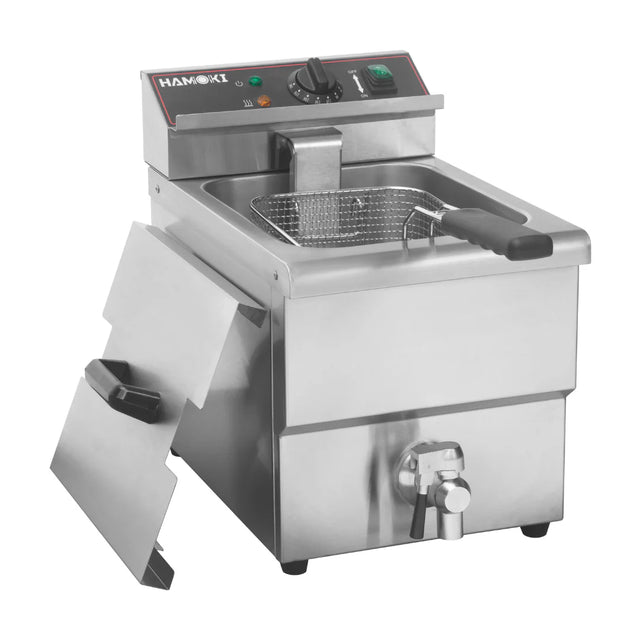 Hamoki Commercial Countertop Electric Fryer - 8 Litre Single Tank with Drain Tap | 101109 Countertop Electric Fryers Hamoki