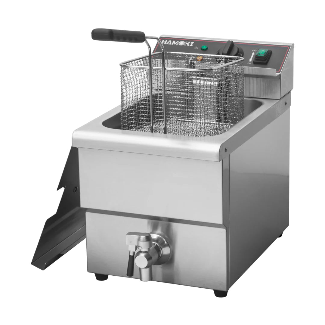 Hamoki Commercial Countertop Electric Fryer - 8 Litre Single Tank with Drain Tap | 101109 Countertop Electric Fryers Hamoki