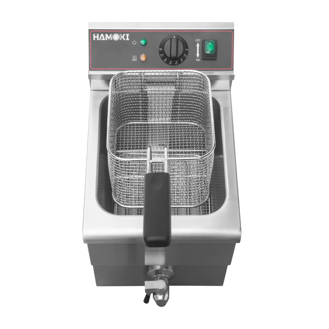 Hamoki Commercial Countertop Electric Fryer - 8 Litre Single Tank with Drain Tap | 101109 Countertop Electric Fryers Hamoki