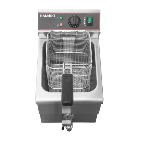 Hamoki Commercial Countertop Electric Fryer - 8 Litre Single Tank with Drain Tap | 101109 Countertop Electric Fryers Hamoki