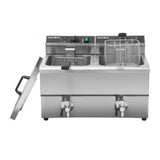 Hamoki Commercial Countertop Electric Fryer Twin Tank - 8+8 Litre with Drain Taps | 101110 Countertop Electric Fryers Hamoki