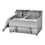 Hamoki Commercial Countertop Electric Fryer Twin Tank - 8+8 Litre with Drain Taps | 101110 Countertop Electric Fryers Hamoki