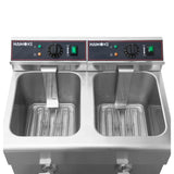 Hamoki Commercial Countertop Electric Fryer Twin Tank - 8+8 Litre with Drain Taps | 101110 Countertop Electric Fryers Hamoki