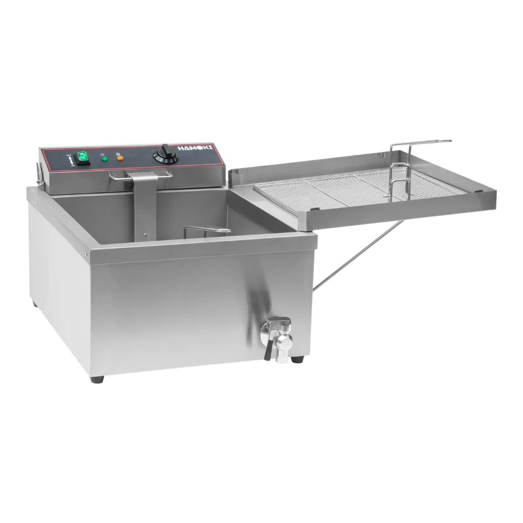 Hamoki Commercial Electric Doughnut Fryer - 12 Litre Countertop Single Tank with Drain Tap | 101111 Countertop Electric Fryers Hamoki