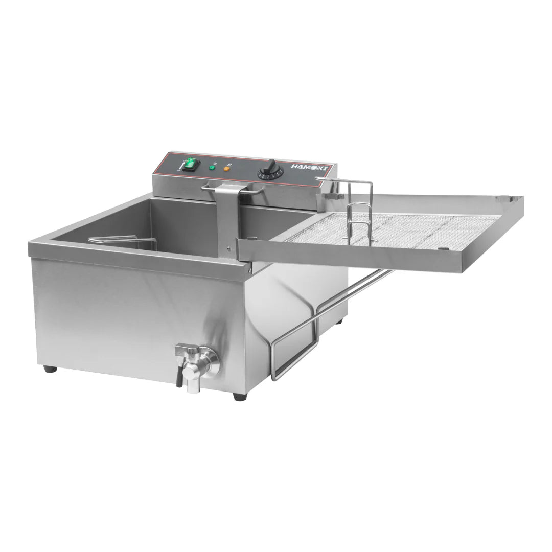 Hamoki Commercial Electric Doughnut Fryer - 12 Litre Countertop Single Tank with Drain Tap | 101111 Countertop Electric Fryers Hamoki