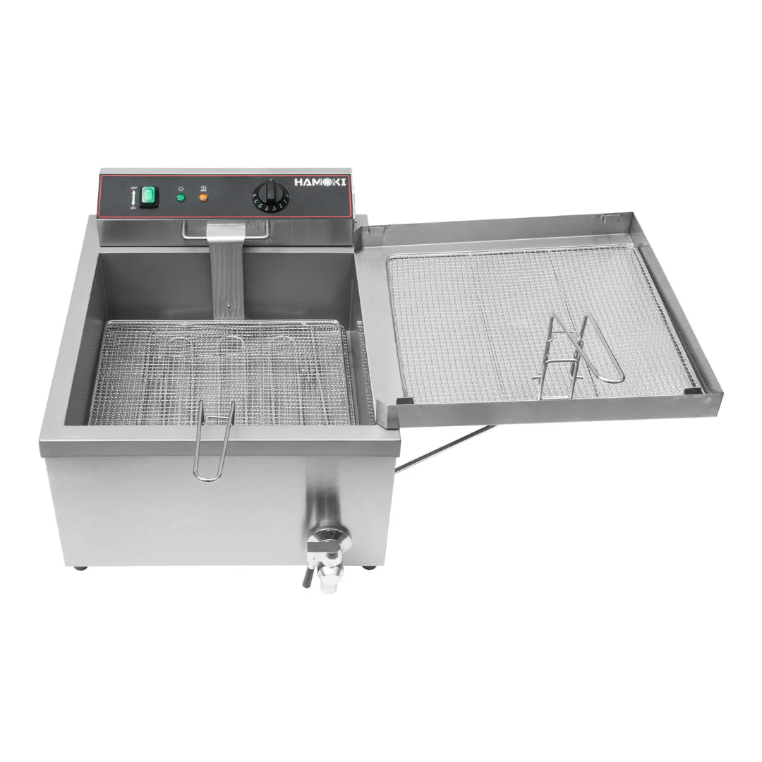 Hamoki Commercial Electric Doughnut Fryer - 12 Litre Countertop Single Tank with Drain Tap | 101111 Countertop Electric Fryers Hamoki