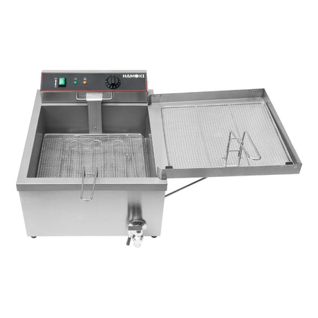 Hamoki Commercial Electric Doughnut Fryer - 12 Litre Countertop Single Tank with Drain Tap | 101111 Countertop Electric Fryers Hamoki