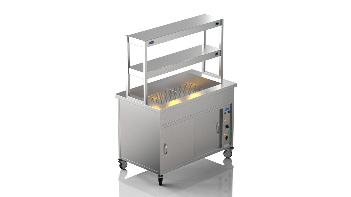 Nordstar NordStar Hot Cupboard Bain Marie 3 x 1/1GN With 2 Tier Heated Gantry | DTCBM1200 Hot Cupboards Nordstar
