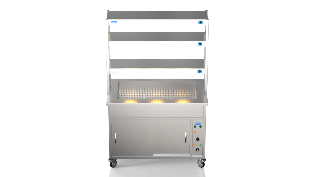 Nordstar NordStar Hot Cupboard Bain Marie 3 x 1/1GN With 3 Tier Heated Gantry | TTCBM1200 Hot Cupboards Nordstar