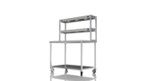 Nordstar Mobile Centre Table Bench With 2 Tier Heated Gantry Chefs Pass 1200mm | DTCMCB1200 Stainless Steel Tables with Overshelf Nordstar