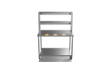 Nordstar Mobile Centre Table Bench With 2 Tier Heated Gantry Chefs Pass 1200mm | DTCMCB1200 Stainless Steel Tables with Overshelf Nordstar