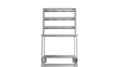 Nordstar Mobile Centre Table Bench With 3 Tier Heated Gantry Chefs Pass 1200mm | TTCMCB1200 Stainless Steel Tables with Overshelf Nordstar