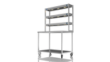 Nordstar Mobile Centre Table Bench With 3 Tier Heated Gantry Chefs Pass 1200mm | TTCMCB1200 Stainless Steel Tables with Overshelf Nordstar