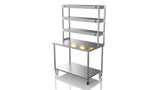 Nordstar Mobile Centre Table Bench With 3 Tier Heated Gantry Chefs Pass 1200mm | TTCMCB1200 Stainless Steel Tables with Overshelf Nordstar