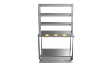 Nordstar Mobile Centre Table Bench With 3 Tier Heated Gantry Chefs Pass 1200mm | TTCMCB1200 Stainless Steel Tables with Overshelf Nordstar