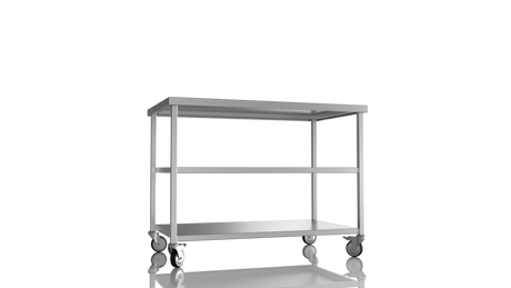 Nordstar Mobile Centre Table Bench with 2 Undershelves 1200mm Wide | NSMCB1200MS Stainless Steel Tables with Castors Nordstar