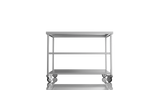 Nordstar Mobile Centre Table Bench with 2 Undershelves 1200mm Wide | NSMCB1200MS Stainless Steel Tables with Castors Nordstar
