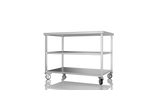 Nordstar Mobile Centre Table Bench with 2 Undershelves 1200mm Wide | NSMCB1200MS Stainless Steel Tables with Castors Nordstar