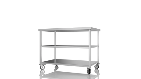 Nordstar Mobile Centre Table Bench with 2 Undershelves 1200mm Wide | NSMCB1200MS Stainless Steel Tables with Castors Nordstar