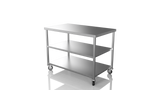 Nordstar Mobile Centre Table Bench with 2 Undershelves 1200mm Wide | NSMCB1200MS Stainless Steel Tables with Castors Nordstar