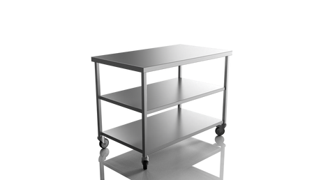 Nordstar Mobile Centre Table Bench with 2 Undershelves 1200mm Wide | NSMCB1200MS Stainless Steel Tables with Castors Nordstar