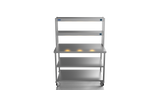 Nordstar Mobile Centre Table Bench With 2 Tier Heated Gantry Chefs Pass 1200mm | DTCMCB1200MS Stainless Steel Tables with Overshelf Nordstar