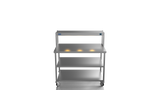 Nordstar Mobile Centre Table Bench With Heated Gantry Chefs Pass 1200mm | STCMCB1200MS Stainless Steel Tables with Overshelf Nordstar