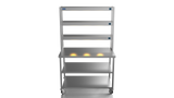 Nordstar Mobile Centre Table Bench With 3 Tier Heated Gantry Chefs Pass 1200mm | TTCMCB1200MS Stainless Steel Tables with Overshelf Nordstar