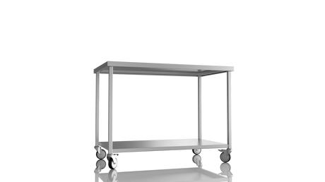 Nordstar Mobile Centre Table Bench With Undershelf 1200mm Wide | NSMCB1200 Stainless Steel Tables with Castors Nordstar