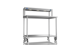 Nordstar Mobile Centre Table Bench With Heated Gantry Chefs Pass 1200mm | STCMCB1200 Stainless Steel Tables with Overshelf Nordstar