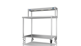 Nordstar Mobile Centre Table Bench With Heated Gantry Chefs Pass 1200mm | STCMCB1200 Stainless Steel Tables with Overshelf Nordstar