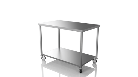 Nordstar Mobile Centre Table Bench With Undershelf 1200mm Wide | NSMCB1200 Stainless Steel Tables with Castors Nordstar