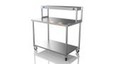 Nordstar Mobile Centre Table Bench With Heated Gantry Chefs Pass 1200mm | STCMCB1200 Stainless Steel Tables with Overshelf Nordstar