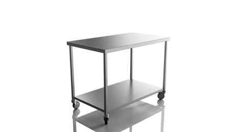 Nordstar Mobile Centre Table Bench With Undershelf 1200mm Wide | NSMCB1200 Stainless Steel Tables with Castors Nordstar