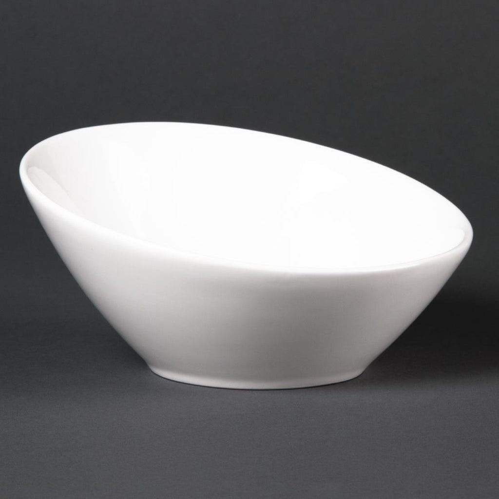 Olympia Lumina Oval Sloping Bowls White 148mm (Pack of 6) - CF383  Olympia   