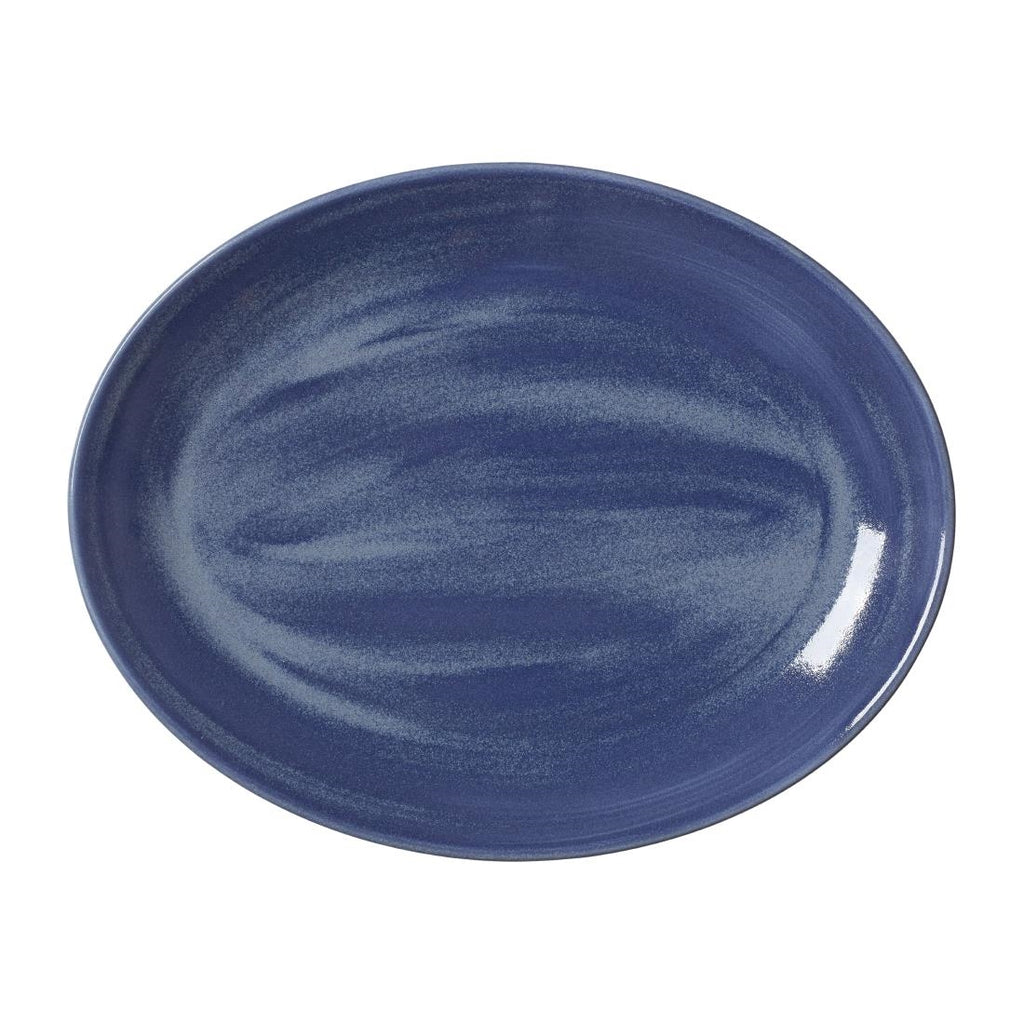 Steelite Revolution Bluestone Oval Coupe Plate 342mm (Pack of 12) - VV2110 Plates Steelite