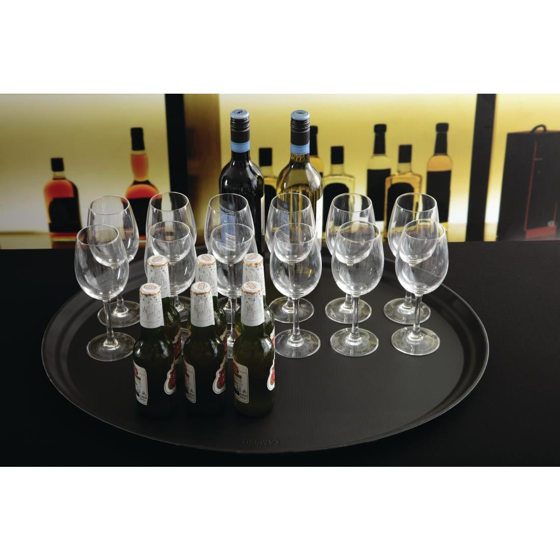 Cambro Camtread Large Fibreglass Oval Non-Slip Tray Black 600mm - DM783  Cambro   