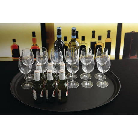 Cambro Camtread Large Fibreglass Oval Non-Slip Tray Black 600mm - DM783  Cambro   