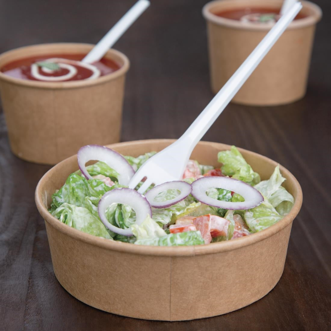 Fiesta Compostable Round Kraft Salad Bowls 500ml / 18oz (Pack of 300) - FB196  Fiesta   