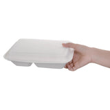 Fiesta Compostable Bagasse Hinged 2-Compartment Food Containers 253mm (Pack of 200) - FC524  Fiesta   