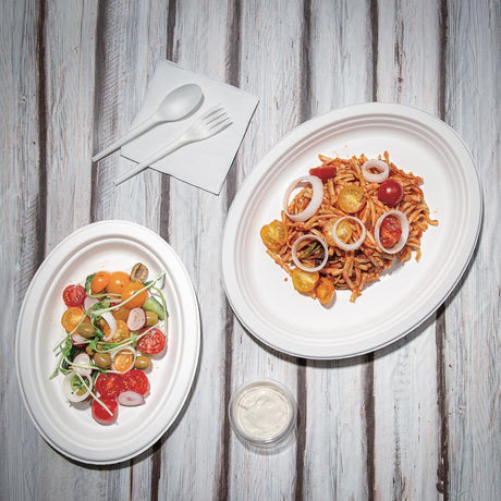 Fiesta Compostable Bagasse Oval Plates 316mm (Pack of 50) - FC535  Fiesta   