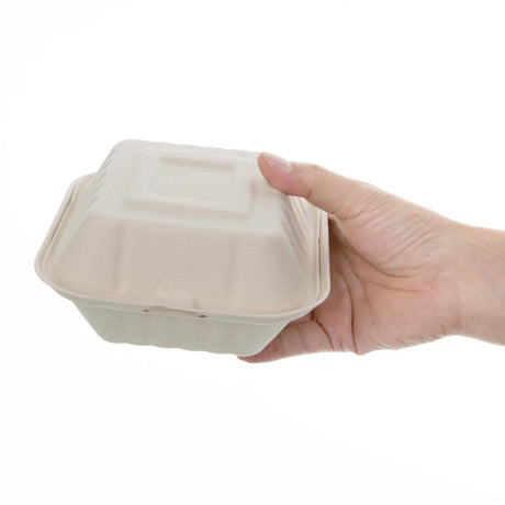 Fiesta Compostable Bagasse Burger Boxes Natural Colour 152mm (Pack of 500) - FC542  Fiesta   