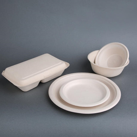 Fiesta Compostable Bagasse Round Bowls Natural Colour 11oz (Pack of 50) - FC543  Fiesta   