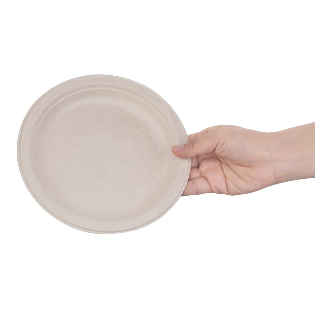 Fiesta Compostable Bagasse Round Plates Natural Colour 181mm (Pack of 50) - FC546  Fiesta   