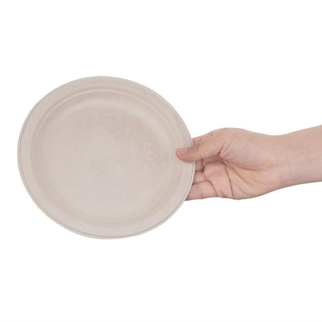 Fiesta Compostable Bagasse Round Plates Natural Colour 181mm (Pack of 50) - FC546  Fiesta   