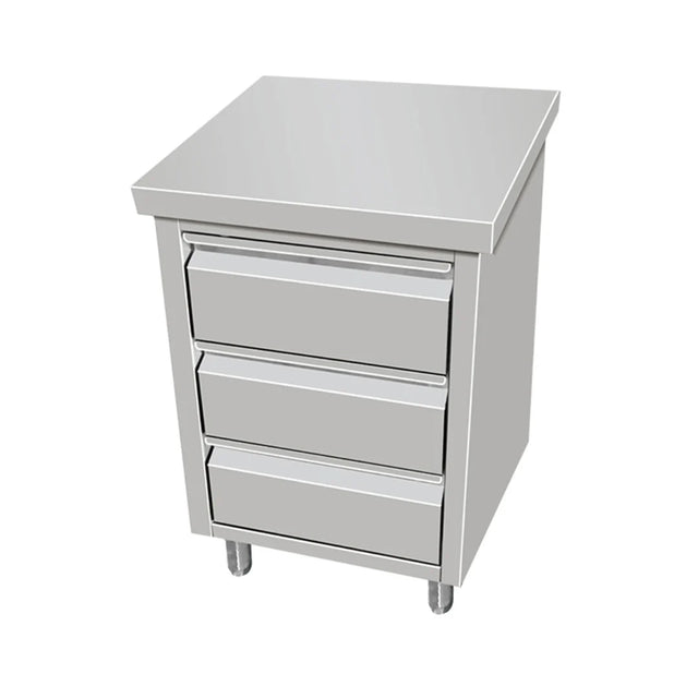 Hamoki Stainless Steel Worktable Unit With 3 Drawers & Upstand 500mm Wide | 141062 Stainless Steel Worktops With Cupboards Hamoki