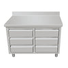 Hamoki Stainless Steel Worktable Unit With 6 Drawers & Upstand 1000mm Wide | 141063 Stainless Steel Worktops With Cupboards Hamoki