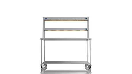 Nordstar Mobile Centre Table Bench With 2 Tier Heated Gantry Chefs Pass 1500mm | DTCMCB1500 Stainless Steel Tables with Overshelf Nordstar